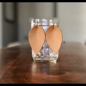 Tan - Real Leather Leaf Earrings - Buttery Soft!
